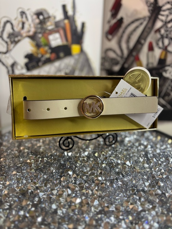 Michael Kors Accessories - Michael Kors Ivory Leather Logo Belt